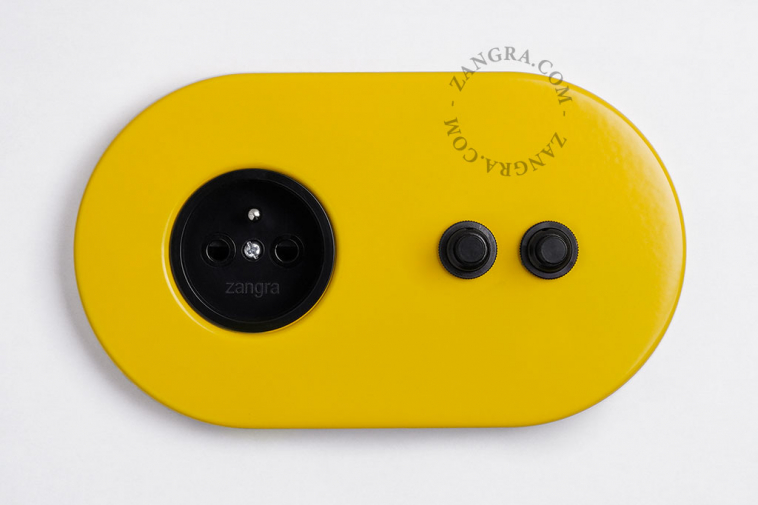Yellow outlet and integrated push double switch