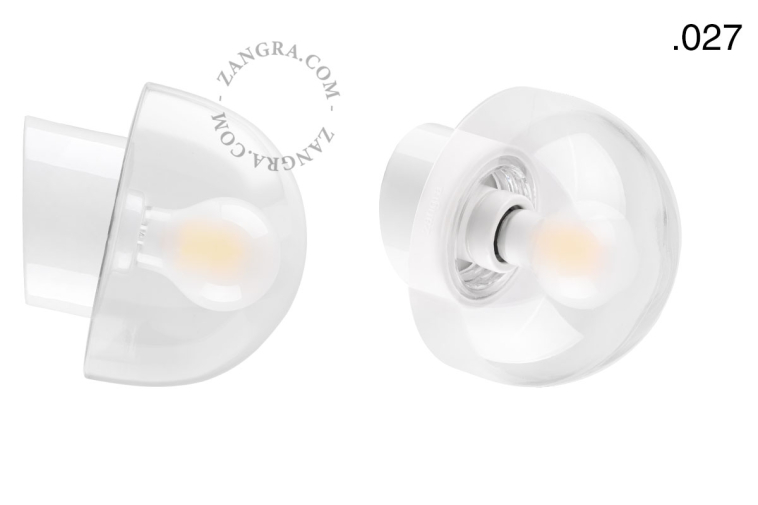 White porcelain wall light with glass lampshade.