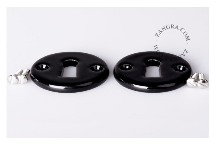 keyhole covers in black porcelain