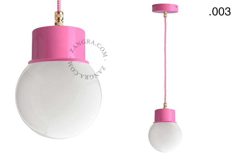 pink pendant light with glass shade