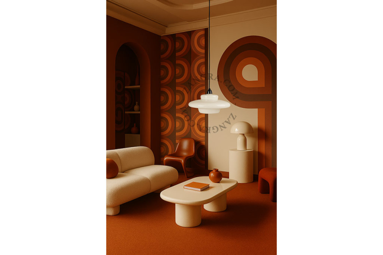 Art Deco pendant light with opal glass lampshade.