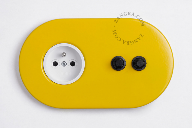 Yellow outlet and integrated push double switch