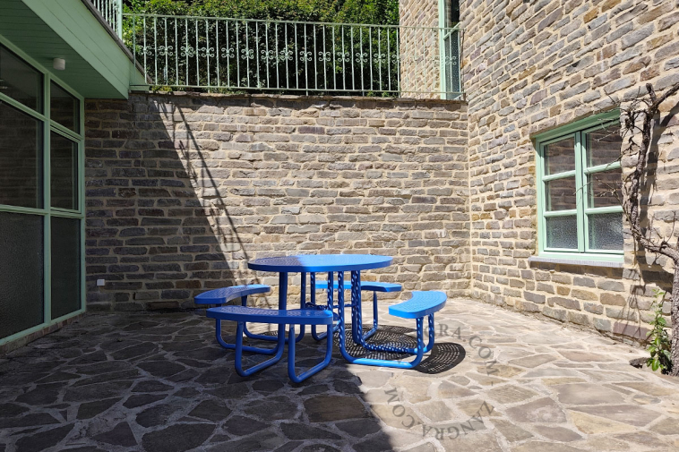 Steel garden table.