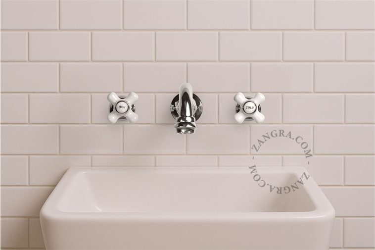 Retro wall-mounted mixer tap.