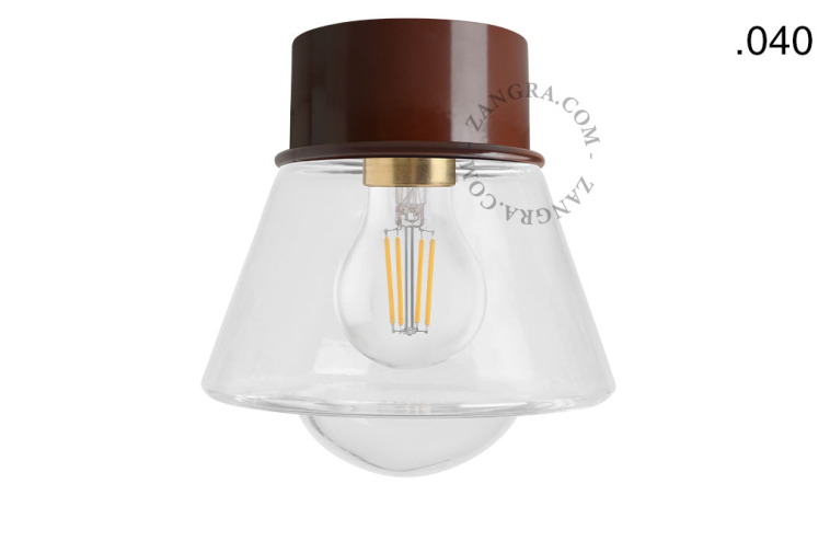 lampada marrone con paralume in vetro