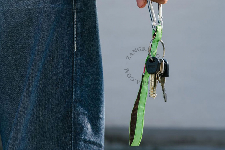 keychain recycled nylon fabric cord high-quality metal carabiner ring key