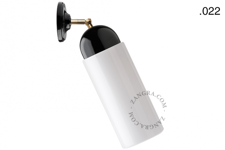 black porcelain adjustable light with glass shade