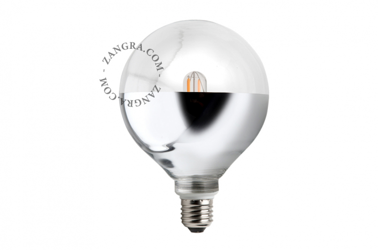 Light bulb with silver base mirror