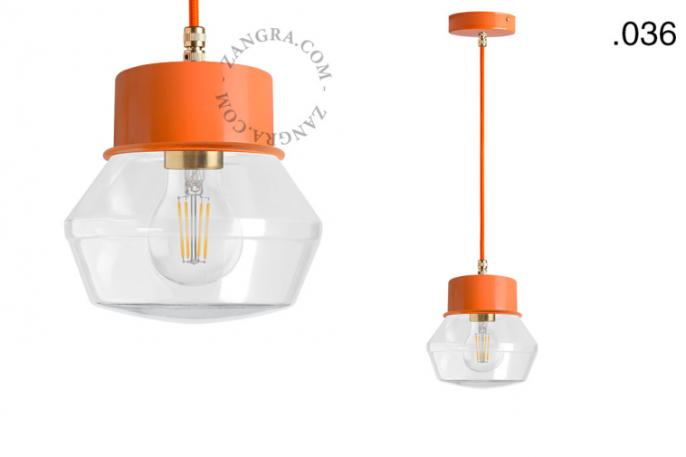 orange pendant light with glass shade