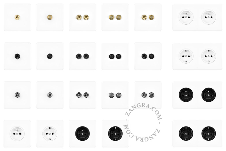 White porcelain square-shaped push-button.