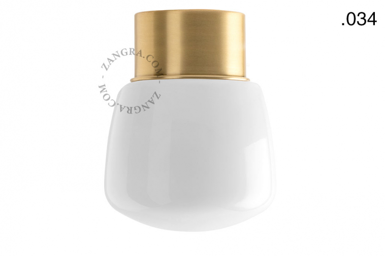 brass ceiling light with glass shade