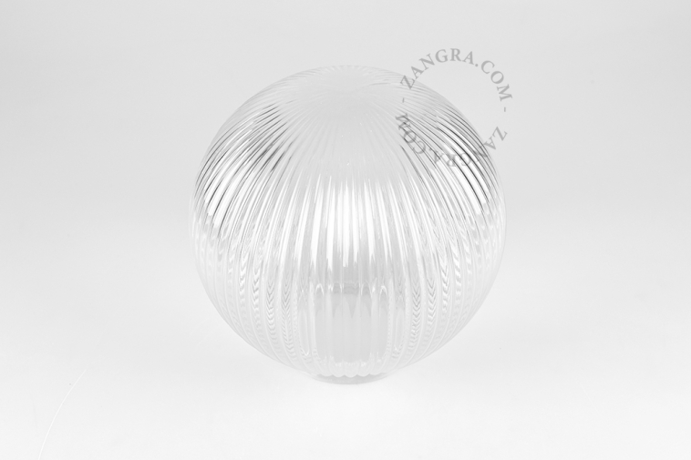 Pantalla de lámpara de vidrio transparente acanalado.