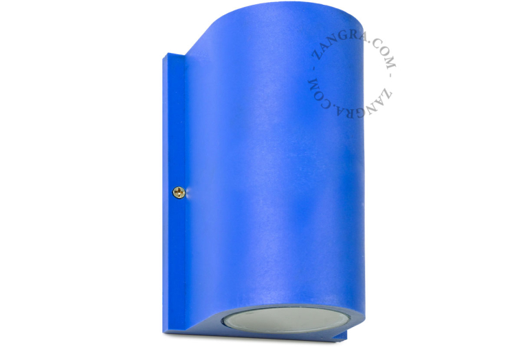 Blauwe up & down lamp.