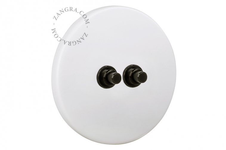 matte white porcelain switch - double black pushbuttons