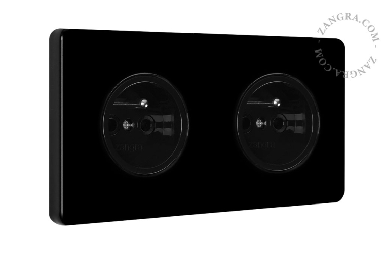 double flush mount black porcelain outlet