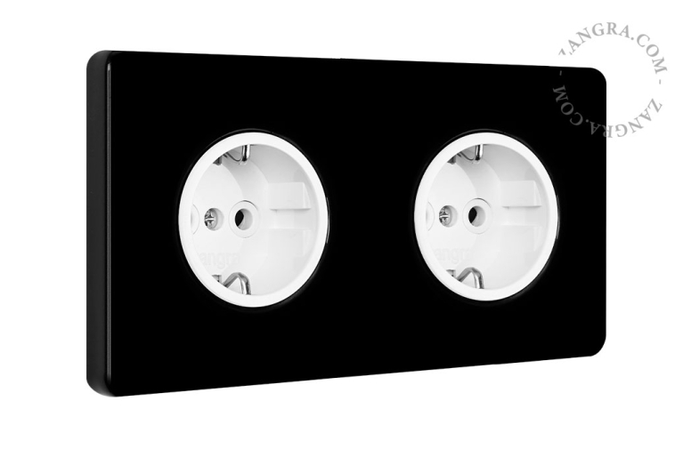 double flush mount black porcelain outlet