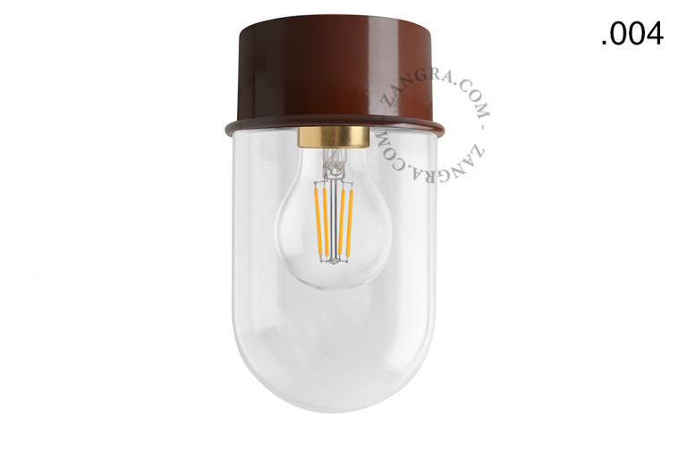 brown ceiling light with glass shade
