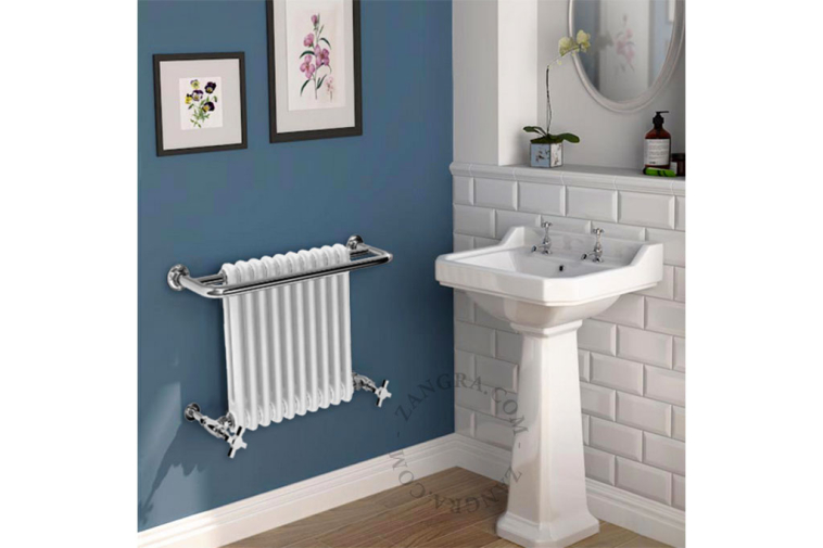 Traditional heated towel rail.