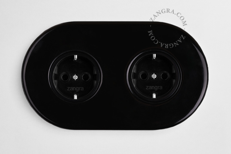 Black porcelain double outlet.