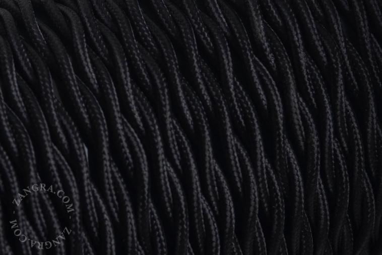Black fabric twisted cable.