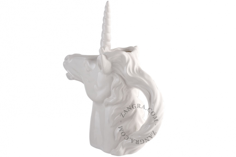 Ceramic unicorn-shaped pitcher.