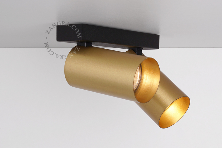 double surface mounted adjustable spotlight - brass