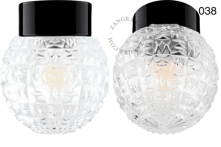 Czarna porcelanowa lampa ścienna lub sufitowa okrągła - retro.