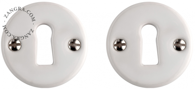 Keyhole covers in white porcelain.