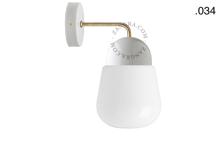 white porcelain wall light with glass shade