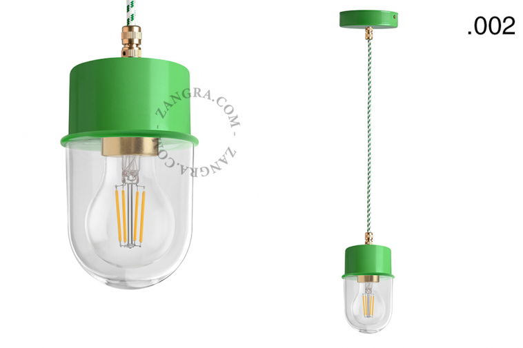 green pendant light with glass shade
