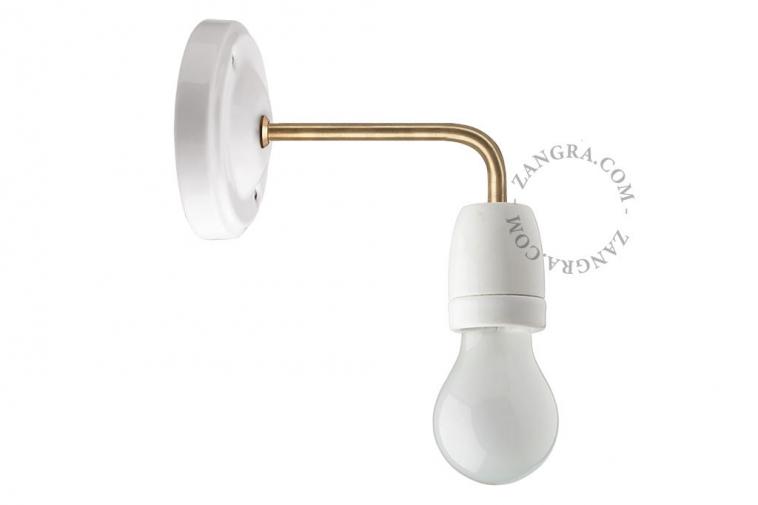 White porcelain and brass wall light.