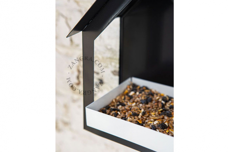 black wall mounted bird feeder