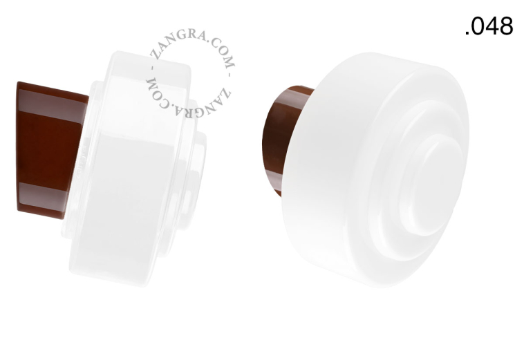 Brown porcelain wall light with glass lampshade.