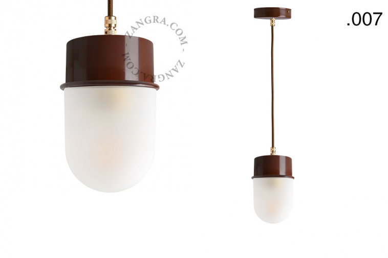 brown pendant light with glass shade