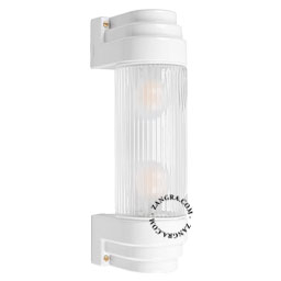 Art Deco white porcelain wall light with glass lampshade.