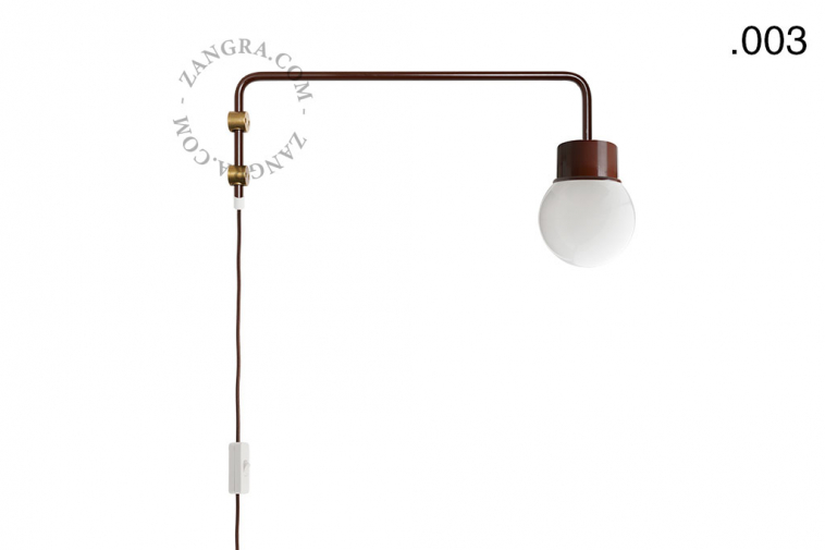 brown wall lamp with swing arm