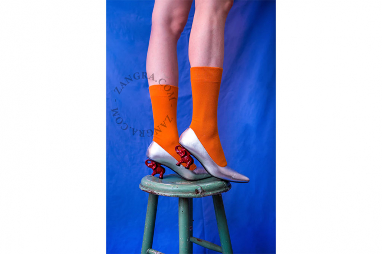 orange socks in organic cotton