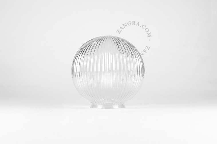 Pantalla de lámpara de vidrio transparente acanalado.