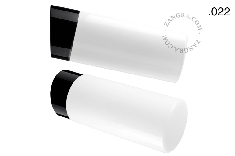 Black porcelain wall light with glass lampshade.