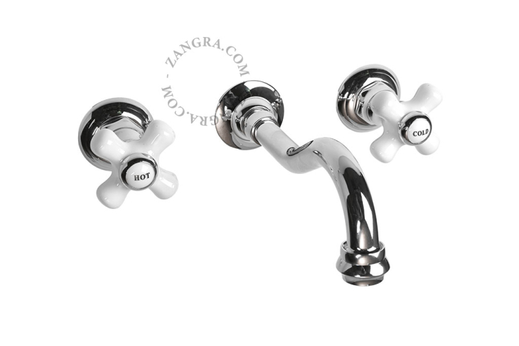 Retro wall-mounted mixer tap.