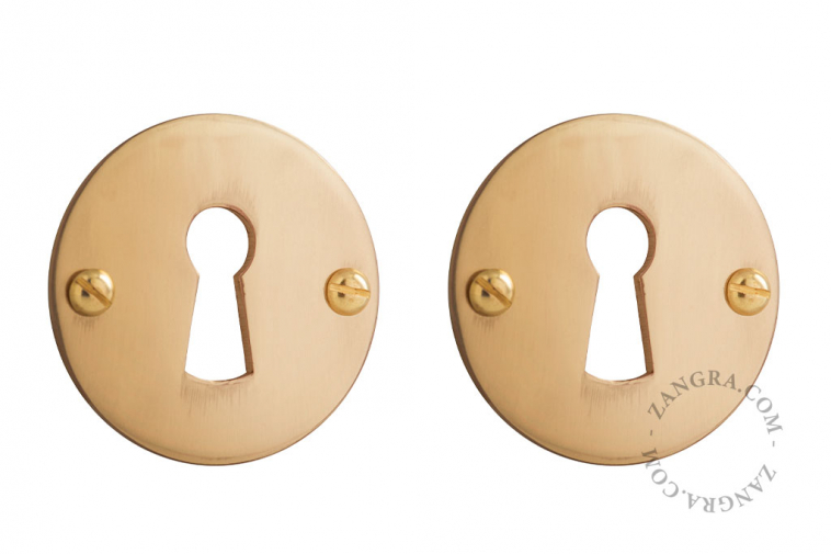 Keyhole covers in brass.