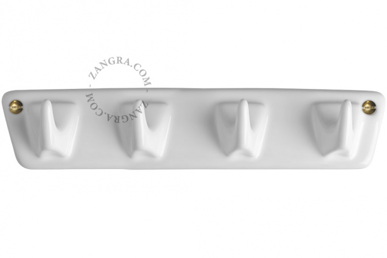 white porcelain coat hanger with 4 hooks