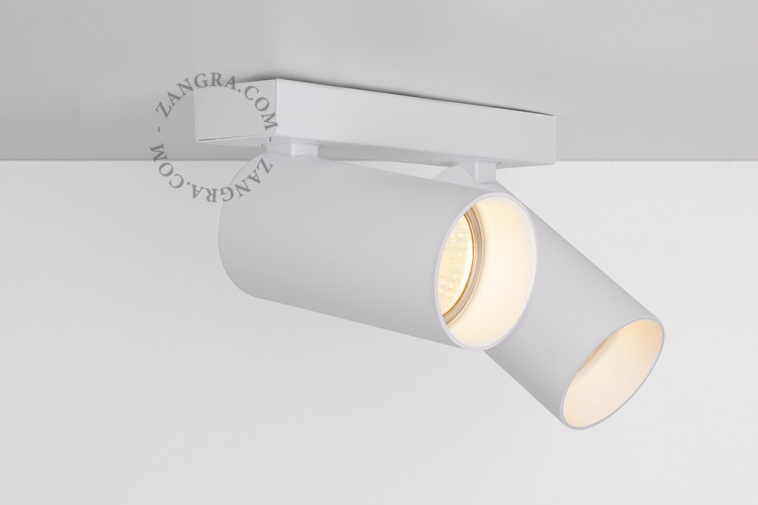 double surface mounted adjustable spotlight - white