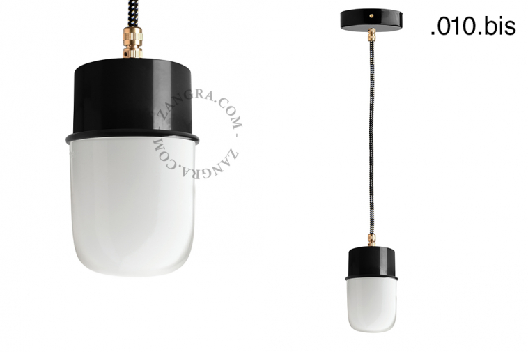 black pendant light with glass shade