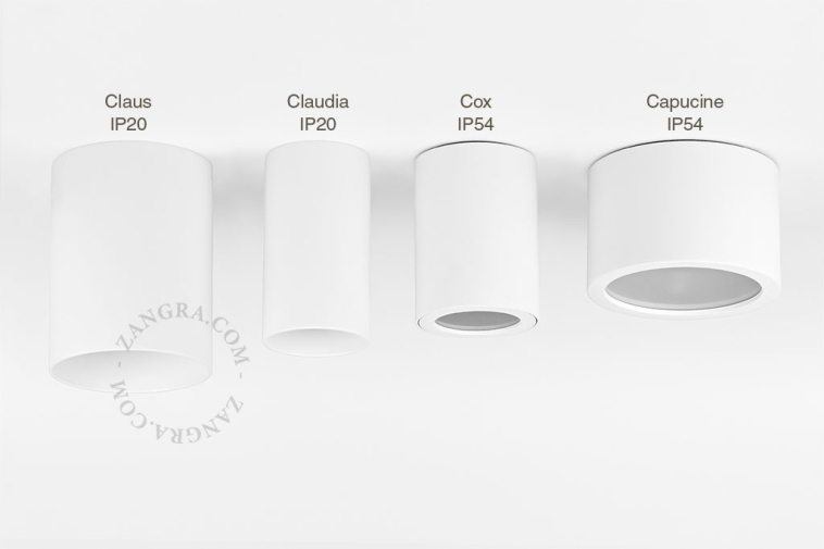 Surface-mounted cylindrical spotlight.
