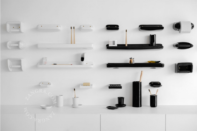 Black porcelain wall shelf.