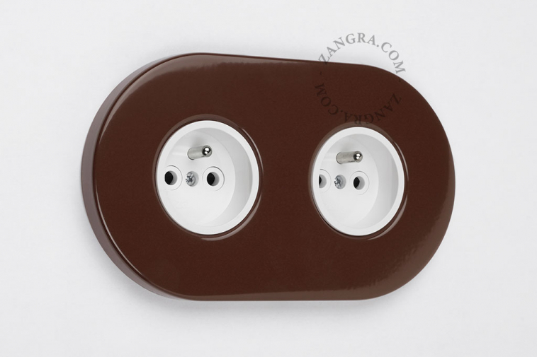 Brown double flush mount outlet.