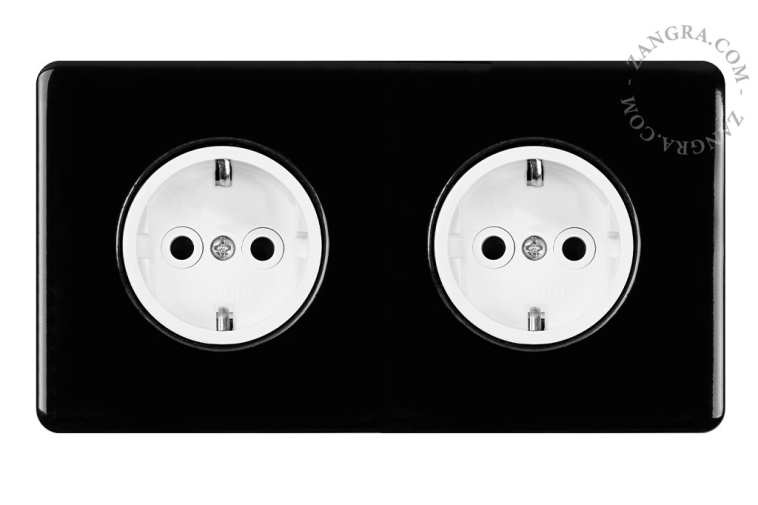 double flush mount black porcelain outlet