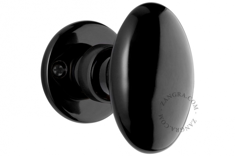 Black porcelain doorknob.