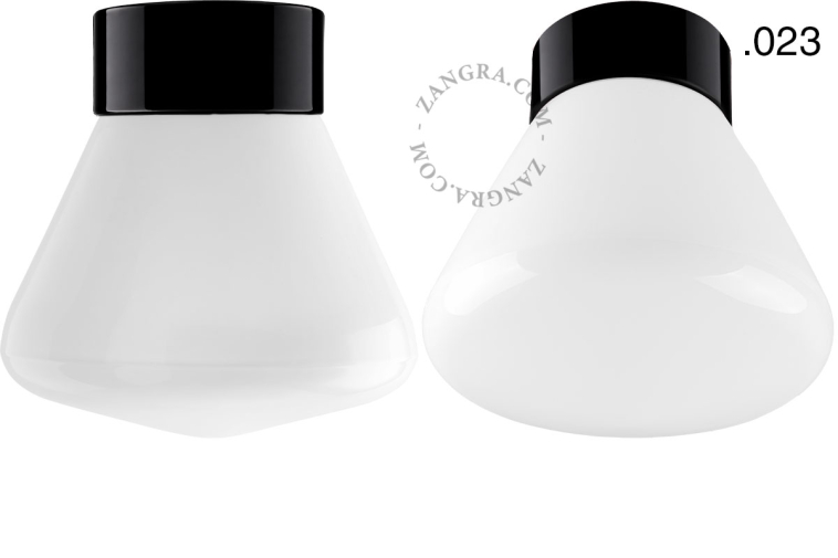 Czarna porcelanowa lampa ścienna lub sufitowa okrągła - retro.